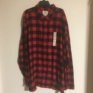 St. John's Bay Big and Tall Plaid Shirt Size 4XL and 4XLT Red and Black NWT